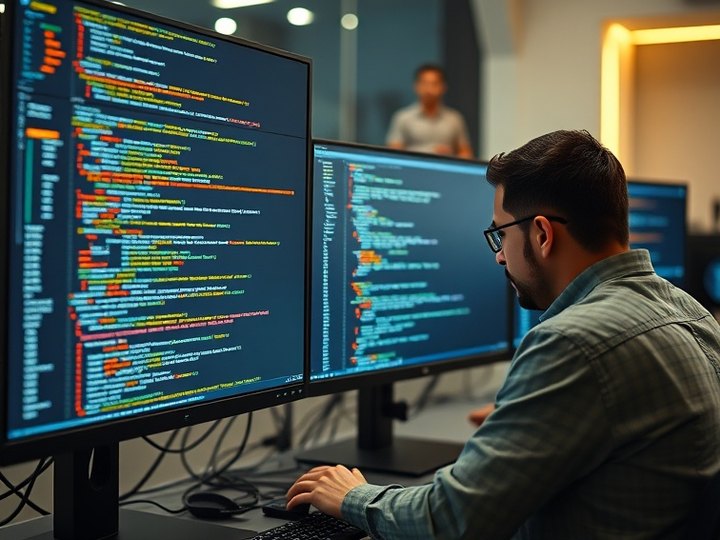 Development team working on terminal software